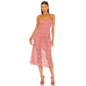 $89 Astr The Label Pink Mauve Lace Midi Dress XS NEW A516